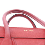 CELINE セリーヌ ラゲージ マイクロショッパー 赤 レディース カーフ ハンドバッグ Bランク 中古 銀蔵