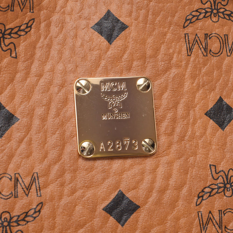MCM MCM EEM背包螺柱大尺寸Cognac Mudise Curf背包AB级使用Ginzo
