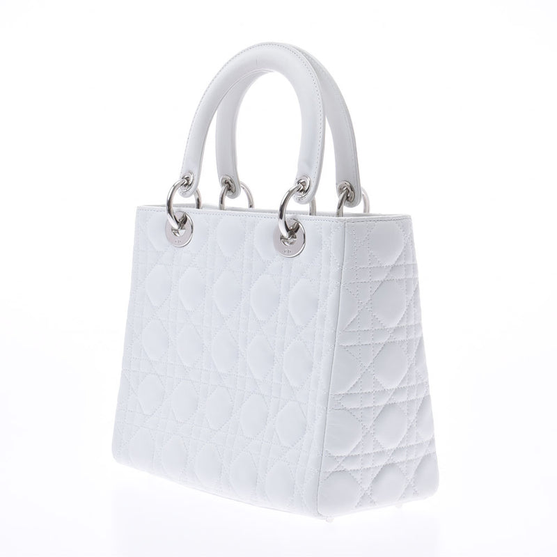 Christian Dior Christian Dior Lady Dior Kanage Bag 2way White CAL44551 Ladies Calf Handbag A Rank used Ginzo