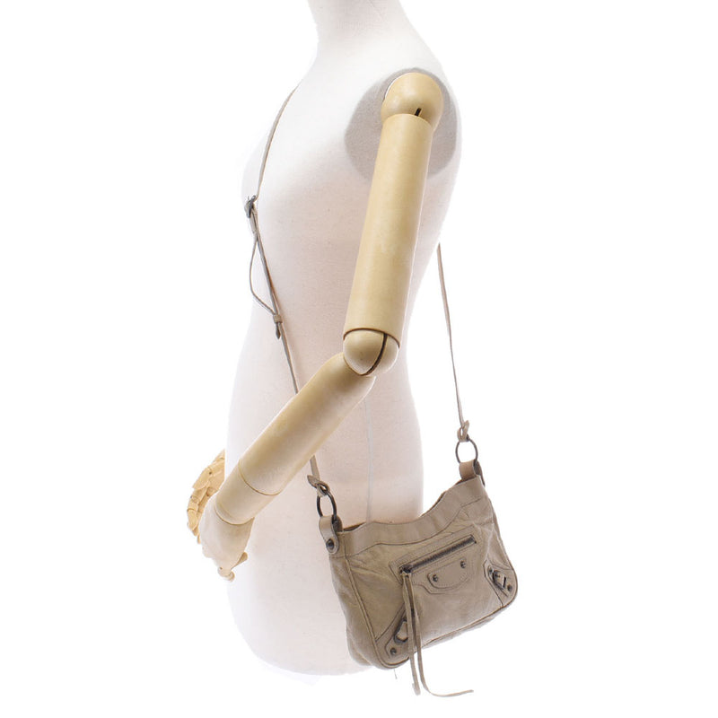 BALENCIAGA Balenciaga The Hip Beige 242803 Ladies Calf Shoulder Bag AB Rank Used Ginzo