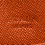 PRADA Prada L -shaped zipper with pass case Orange 1m1132 Unisex Safiano Long Wallet AB Rank Used Ginzo