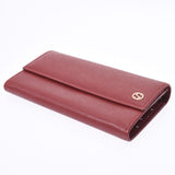 GUCCI Gucci Red tea type 309702 Unisex calf long wallet A rank used Ginzo