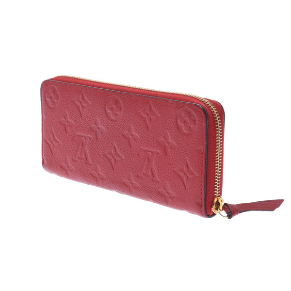 LOUIS VUITTON Louis Vuitton Aplant Portofoyille Clemance Scarlet M63698 Unisex Leather Long Wallet AB Rank Used Ginzo