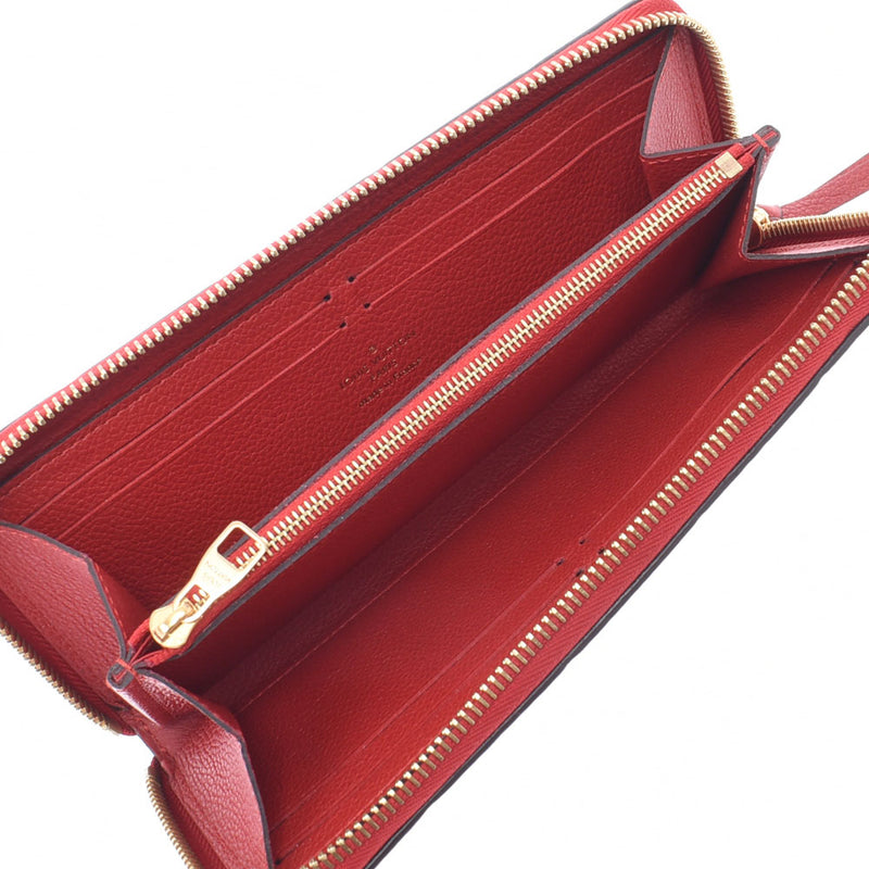 LOUIS VUITTON Louis Vuitton Aplant Portofoyille Clemance Scarlet M63698 Unisex Leather Long Wallet AB Rank Used Ginzo