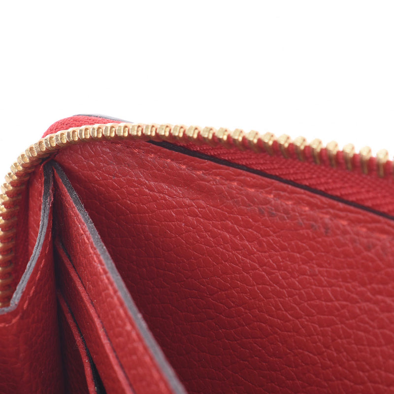 LOUIS VUITTON Louis Vuitton Aplant Portofoyille Clemance Scarlet M63698 Unisex Leather Long Wallet AB Rank Used Ginzo