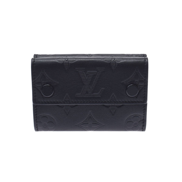 LOUIS VUITTON Louis Vuitton Monogram Shadow Discovery Compact Wallet Black M67631 Men's Leather Milky Wallet A Rank Used Ginzo