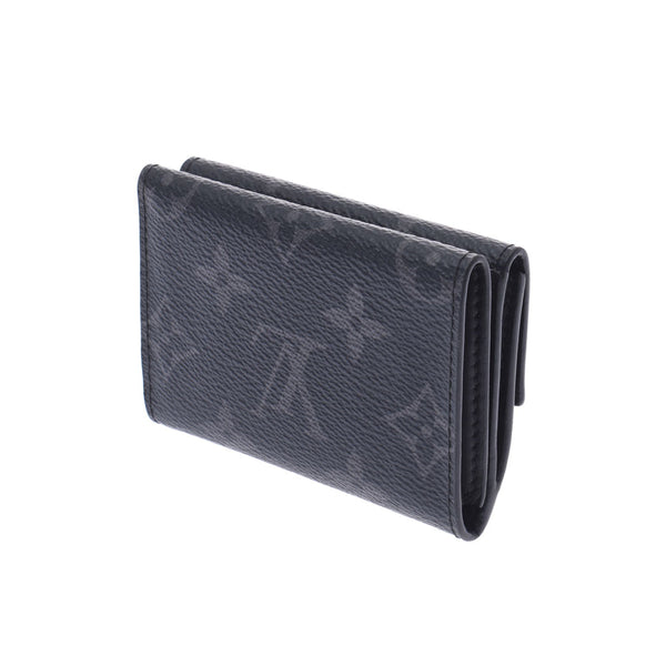 LOUIS VUITTON Louis Vuitton Monogram Eclipse Discovery Compact Wallet Black M67630 Men's Monogram Canvas Three Fold Wallet AB Rank Used Ginzo