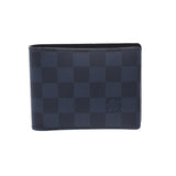 LOUIS VUITTON Louis Vuitton Damier Cobalt Portofoille Multiple Navy N63211 Men's Damier Cambus Born Wallet AB Rank Used Ginzo