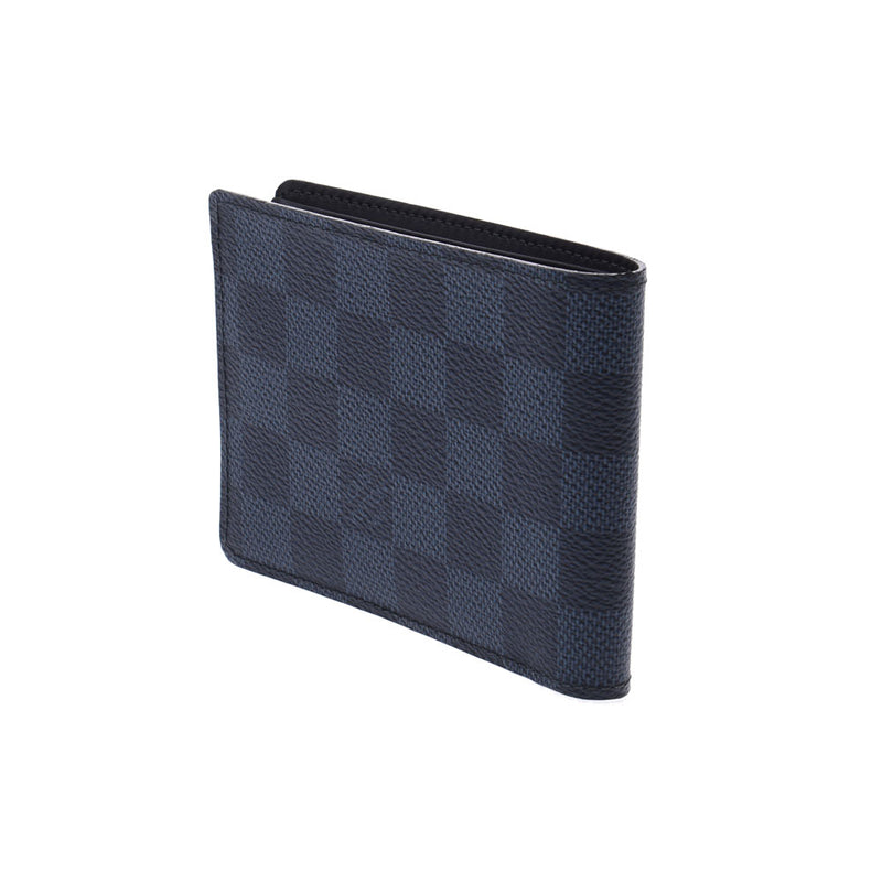 LOUIS VUITTON Louis Vuitton Damier Cobalt Portofoille Multiple Navy N63211 Men's Damier Cambus Born Wallet AB Rank Used Ginzo