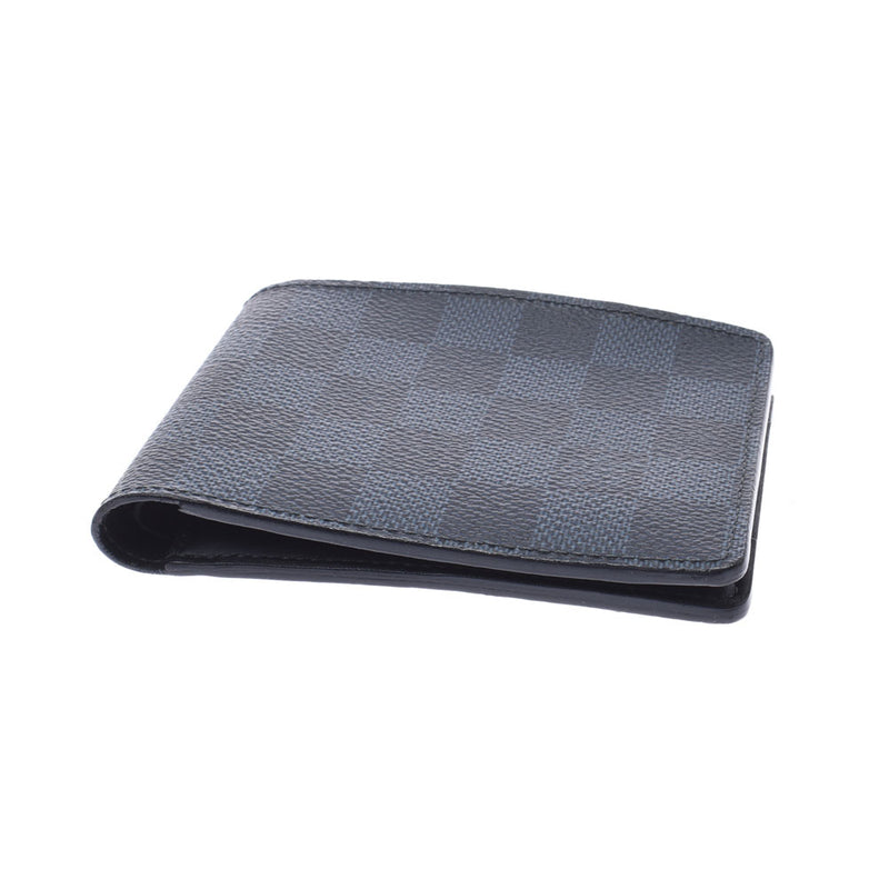 LOUIS VUITTON Louis Vuitton Damier Cobalt Portofoille Multiple Navy N63211 Men's Damier Cambus Born Wallet AB Rank Used Ginzo