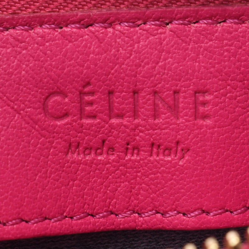 CELINE セリーヌ トリオ ピンク レディース カーフ ショルダーバッグ Bランク 中古 銀蔵