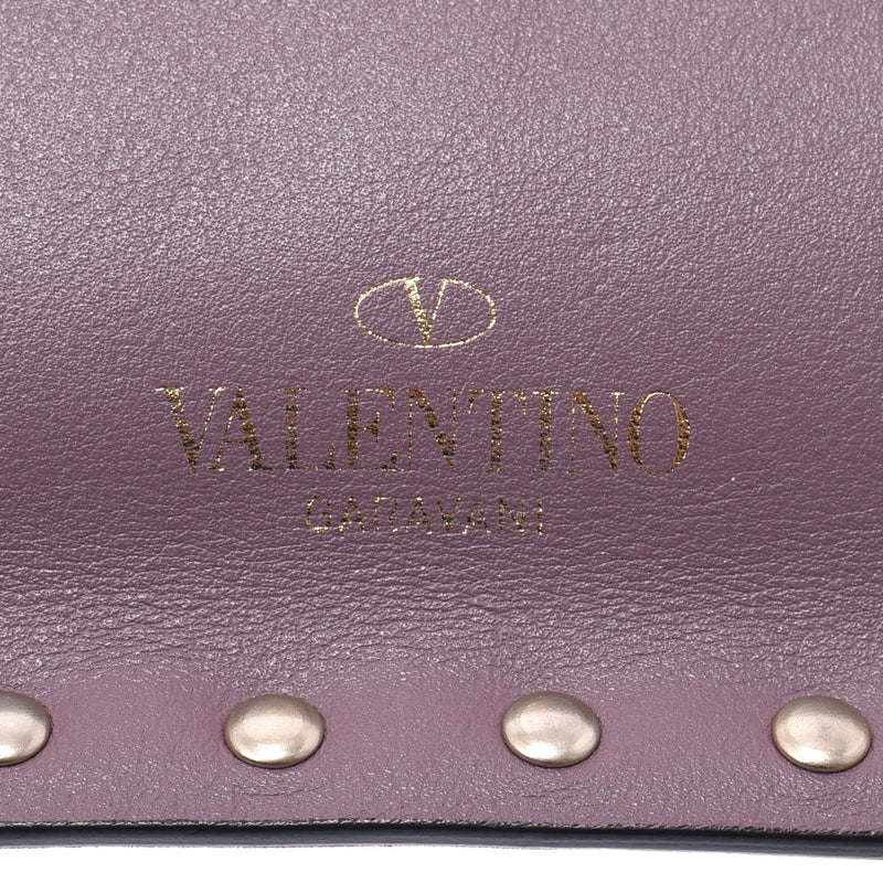 Valentino Garavani Valentino Galavani Studs Purple Gold Bracket Unisex Curf Clutch Bag AB Rank Used Ginzo