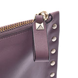 Valentino Garavani Valentino Galavani Studs Purple Gold Bracket Unisex Curf Clutch Bag AB Rank Used Ginzo