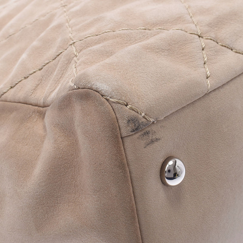 Chanel Chanel Matrasse Chain Bag Beige Silver Fittings Ladies Curf One Shoulder Bag AB Rank Used Silgrin