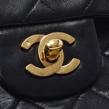 CHANEL シャネル マトラッセ チェーンショルダー 二重蓋 黒 ゴールド金具 レディース ラムスキン ショルダーバッグ ABランク 中古 銀蔵