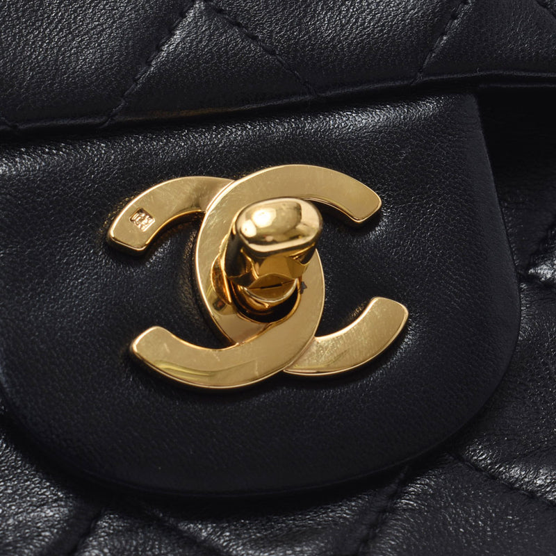 CHANEL シャネル マトラッセ チェーンショルダー 二重蓋 黒 ゴールド金具 レディース ラムスキン ショルダーバッグ ABランク 中古 銀蔵