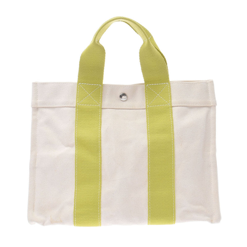 Hermes Hermes Bora Bora PM Tote Bag White / Yellow Green Unisex Canvas Handbag B Rank Used Silgrin