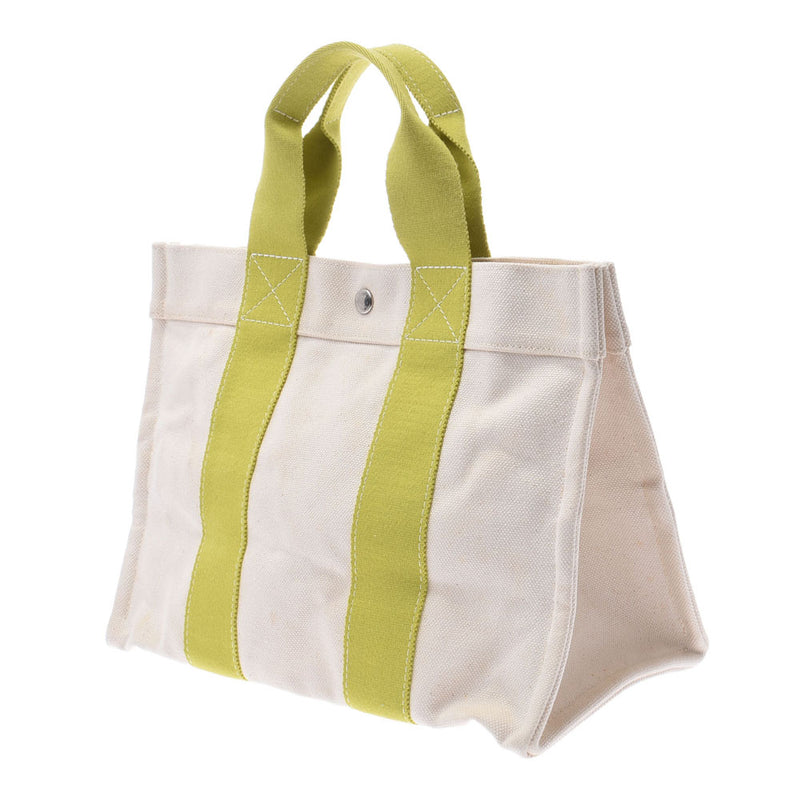 Hermes Hermes Bora Bora PM Tote Bag White / Yellow Green Unisex Canvas Handbag B Rank Used Silgrin