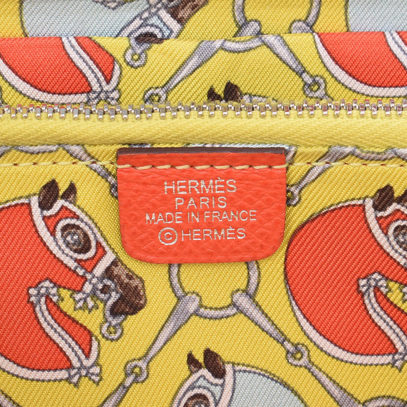 Hermes Hermes Azap Long Silk Inn Orange Poppy Silver Bracket A Engraved (around 2017) Women's Long Wallet B Rank Used Silgrin