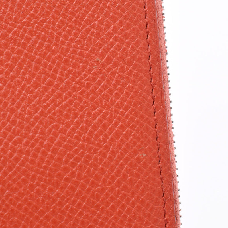 Hermes Hermes Azap Long Silk Inn Orange Poppy Silver Bracket A Engraved (around 2017) Women's Long Wallet B Rank Used Silgrin