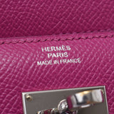Hermes Hermes Kelly钱包中玫瑰紫色钯支架C刻（2018年左右）UniSEX VOEPSON LONG WALLET AB等级使用SILGRIN