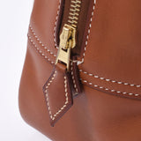 HERMES エルメス プリュム 32 ナチュラル/ブラウン シルバー金具 □F刻印(2002年頃) ユニセックス トワルアッシュ/バレニア ハンドバッグ ABランク 中古 銀蔵