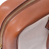 HERMES エルメス プリュム 32 ナチュラル/ブラウン シルバー金具 □F刻印(2002年頃) ユニセックス トワルアッシュ/バレニア ハンドバッグ ABランク 中古 銀蔵