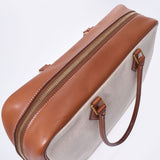 HERMES エルメス プリュム 32 ナチュラル/ブラウン シルバー金具 □F刻印(2002年頃) ユニセックス トワルアッシュ/バレニア ハンドバッグ ABランク 中古 銀蔵