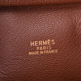 HERMES エルメス プリュム 32 ナチュラル/ブラウン シルバー金具 □F刻印(2002年頃) ユニセックス トワルアッシュ/バレニア ハンドバッグ ABランク 中古 銀蔵