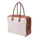 HERMES エルメス プリュム 32 ナチュラル/ブラウン シルバー金具 □F刻印(2002年頃) ユニセックス トワルアッシュ/バレニア ハンドバッグ ABランク 中古 銀蔵