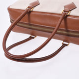 HERMES エルメス プリュム 32 ナチュラル/ブラウン シルバー金具 □F刻印(2002年頃) ユニセックス トワルアッシュ/バレニア ハンドバッグ ABランク 中古 銀蔵