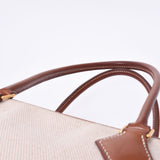 HERMES エルメス プリュム 32 ナチュラル/ブラウン シルバー金具 □F刻印(2002年頃) ユニセックス トワルアッシュ/バレニア ハンドバッグ ABランク 中古 銀蔵