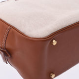 HERMES エルメス プリュム 32 ナチュラル/ブラウン シルバー金具 □F刻印(2002年頃) ユニセックス トワルアッシュ/バレニア ハンドバッグ ABランク 中古 銀蔵