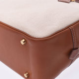 HERMES エルメス プリュム 32 ナチュラル/ブラウン シルバー金具 □F刻印(2002年頃) ユニセックス トワルアッシュ/バレニア ハンドバッグ ABランク 中古 銀蔵