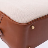 HERMES エルメス プリュム 32 ナチュラル/ブラウン シルバー金具 □F刻印(2002年頃) ユニセックス トワルアッシュ/バレニア ハンドバッグ ABランク 中古 銀蔵