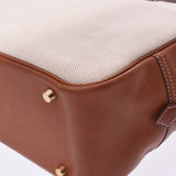 HERMES エルメス プリュム 32 ナチュラル/ブラウン シルバー金具 □F刻印(2002年頃) ユニセックス トワルアッシュ/バレニア ハンドバッグ ABランク 中古 銀蔵