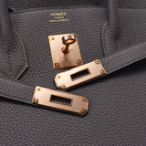 Hermes Hermes Burkin 35 ethane (gray) Rose gold bracket Y imprint (around 2020) Unisex Togo handbag unused silver