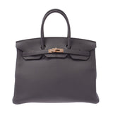 Hermes Hermes Burkin 35 ethane (gray) Rose gold bracket Y imprint (around 2020) Unisex Togo handbag unused silver