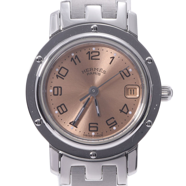 爱马仕爱马仕（Hermes Hermes）Clipper Cl4.210女士SS Watch Quartz Pink Dial A RANS使用Ginzo