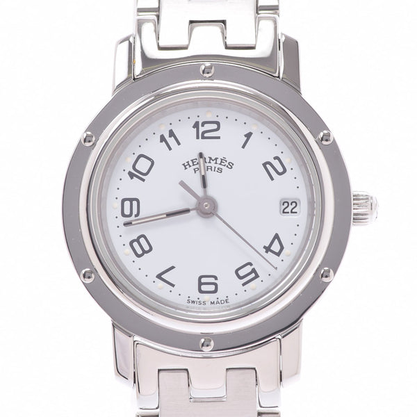 HERMES Hermes Clipper CL4.210 Ladies SS Watch Quartz White Dial A Rank used Ginzo