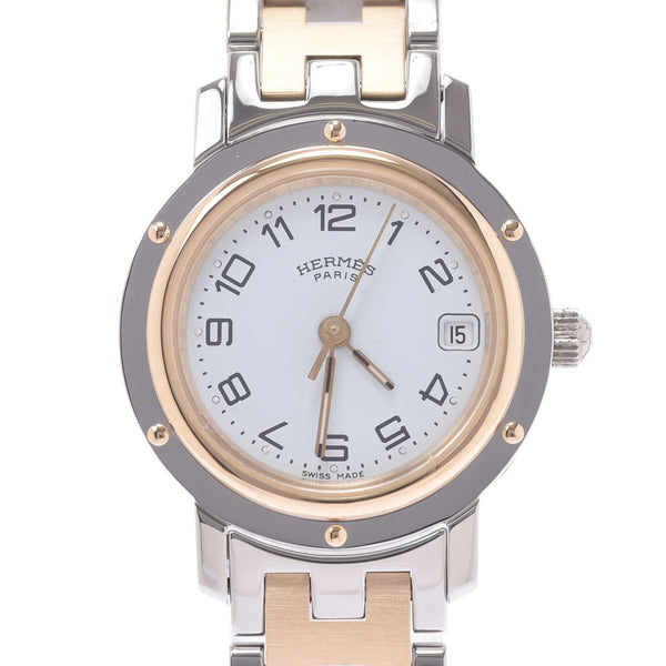 爱马仕爱马仕（Hermes Hermes）Clipper CL4.220女士SS/GP Watch Quartz White Dial AB等级使用Ginzo