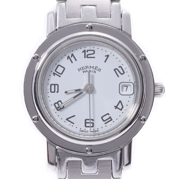 HERMES Hermes Clipper CL4.210 Ladies SS Watch Quartz White Dial A Rank used Ginzo