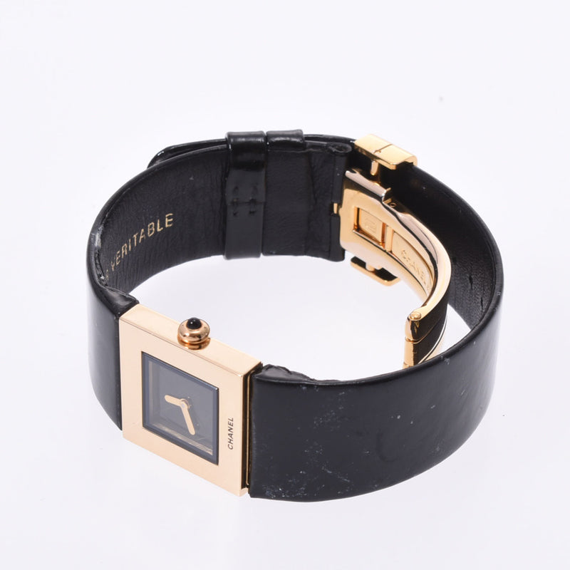 CHANEL Chanel Matrasse H0109 Ladies YG/Leather Watch Quartz Black Dial A Rank used Ginzo