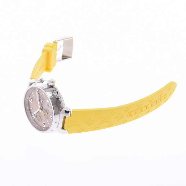 LOUIS VUITTON Louis Vuitton Tambour Chrono Q1122 Men's SS/Rubber Watch Automatic Gold Dial A Rank used Ginzo