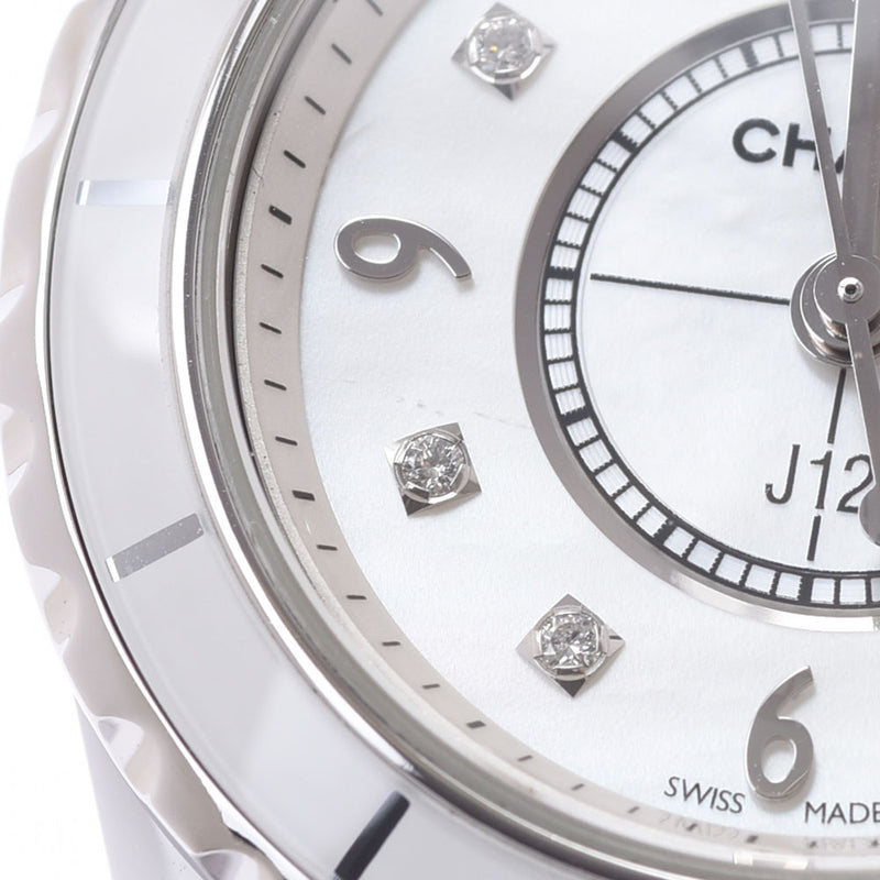 CHANEL Chanel J12 29mm 8P Diamond H2570 Ladies White Ceramic/SS Watch Quartz Shell Dial A Rank used Ginzo