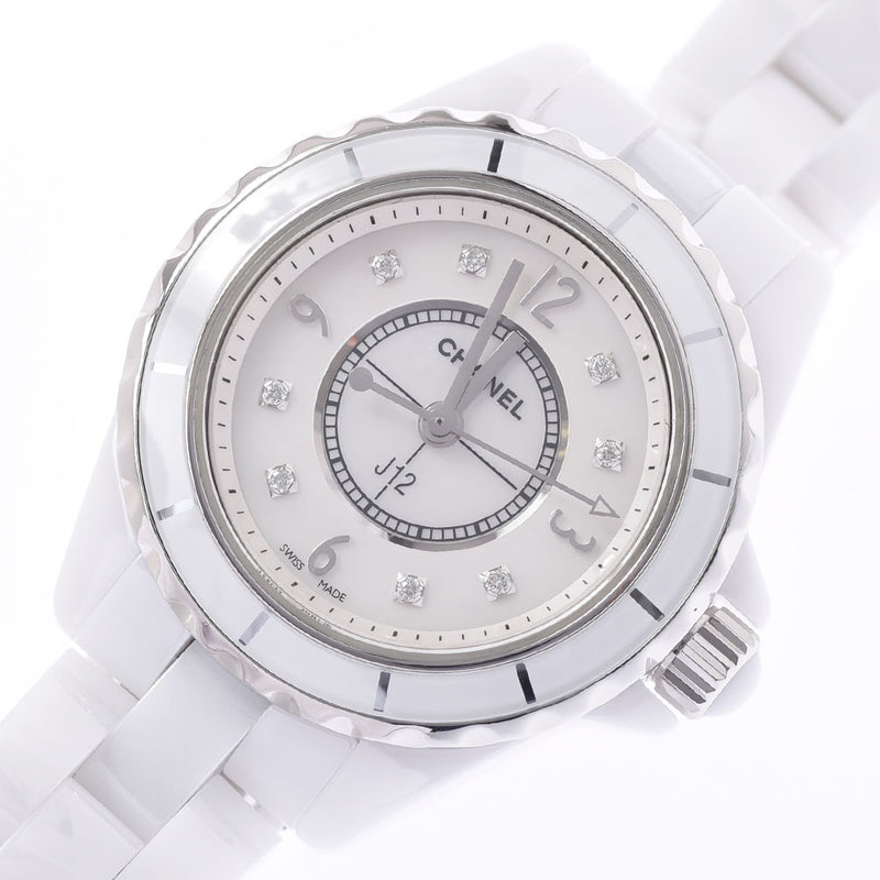 香奈儿香奈儿（Chanel Chanel）J12 29mm 8p钻石H2570女士白色陶瓷/SS手表Quartz shell Dial A等级使用Ginzo