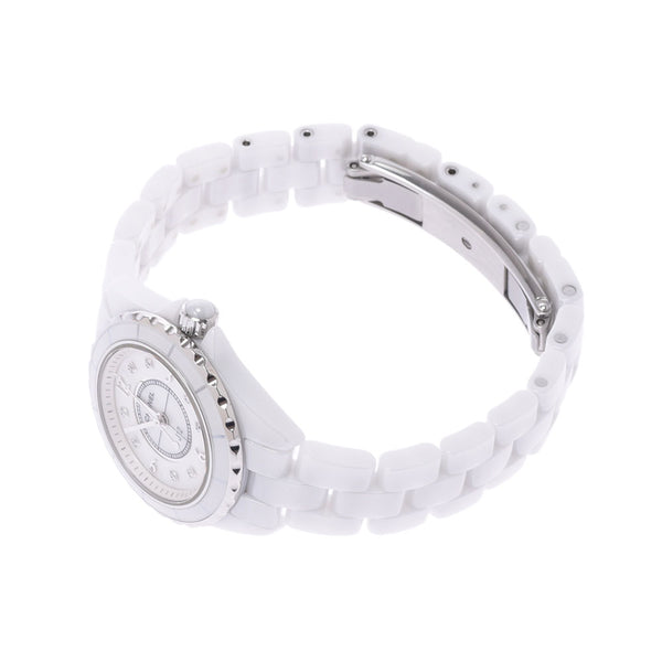 CHANEL Chanel J12 29mm 8P Diamond H2570 Ladies White Ceramic/SS Watch Quartz Shell Dial A Rank used Ginzo