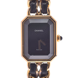 CHANEL Chanel Premiere Size M H0001 Ladies GP/Leather Watch Quartz Black Dial AB Rank Used Ginzo