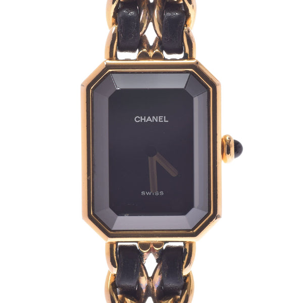 CHANEL Chanel Premiere Size M H0001 Ladies GP/Leather Watch Quartz Black Dial AB Rank Used Ginzo