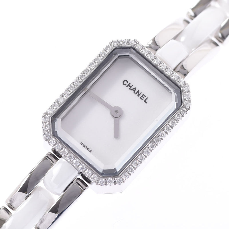 CHANEL Chanel Premiere Bezel Diamond H2132 Ladies SS/White Ceramic Watch Quartz Silver Dial A Rank used Ginzo
